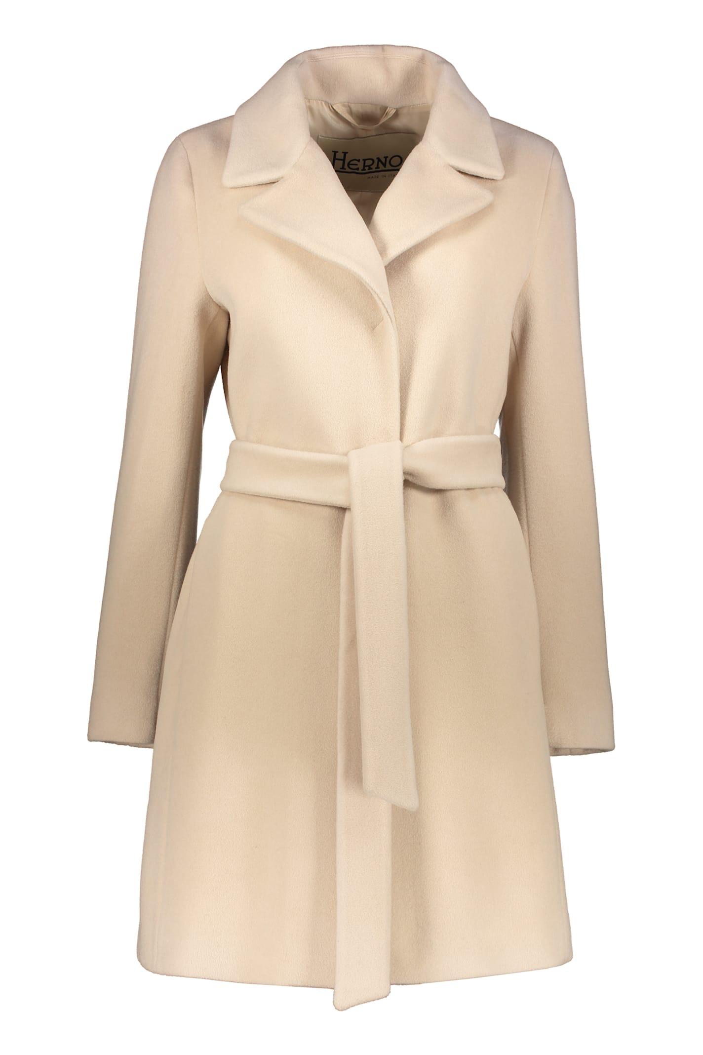 herno beige elegant coat with belt