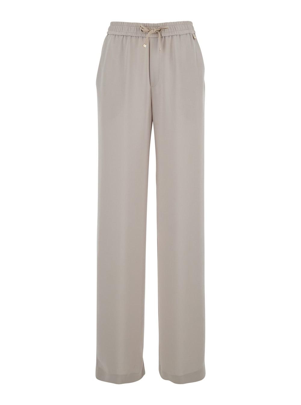 herno beige pants with elastic waist in tech fabric for women