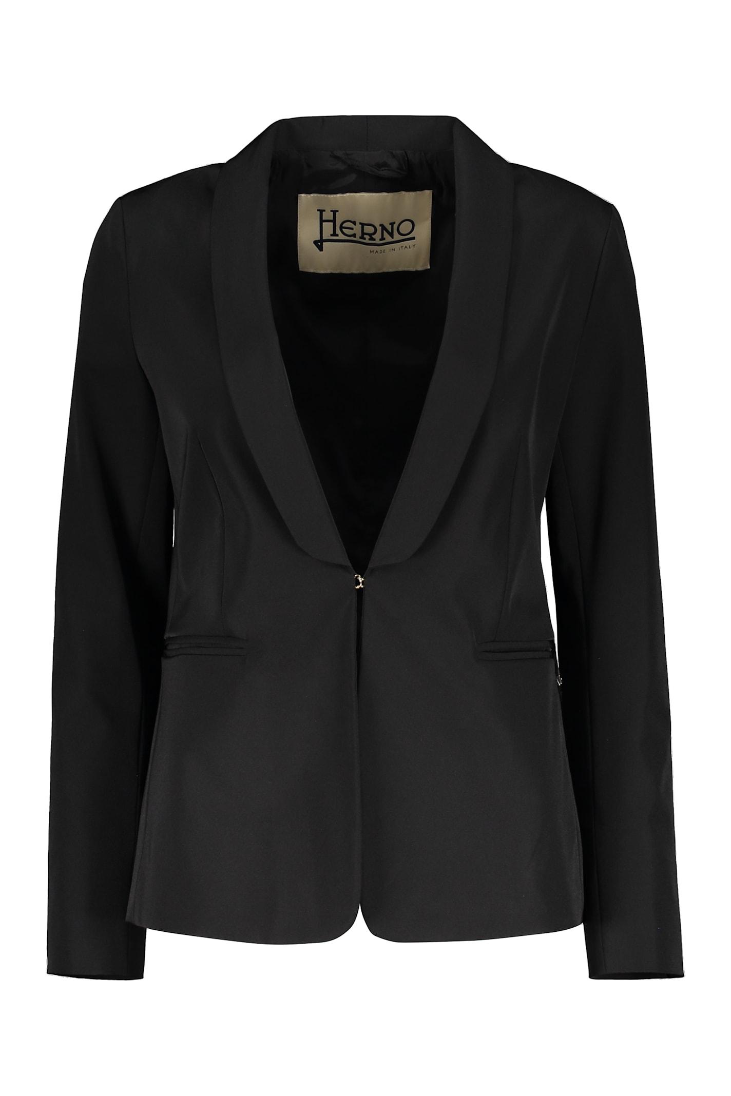 herno black elegant blazer, adaptable fit.