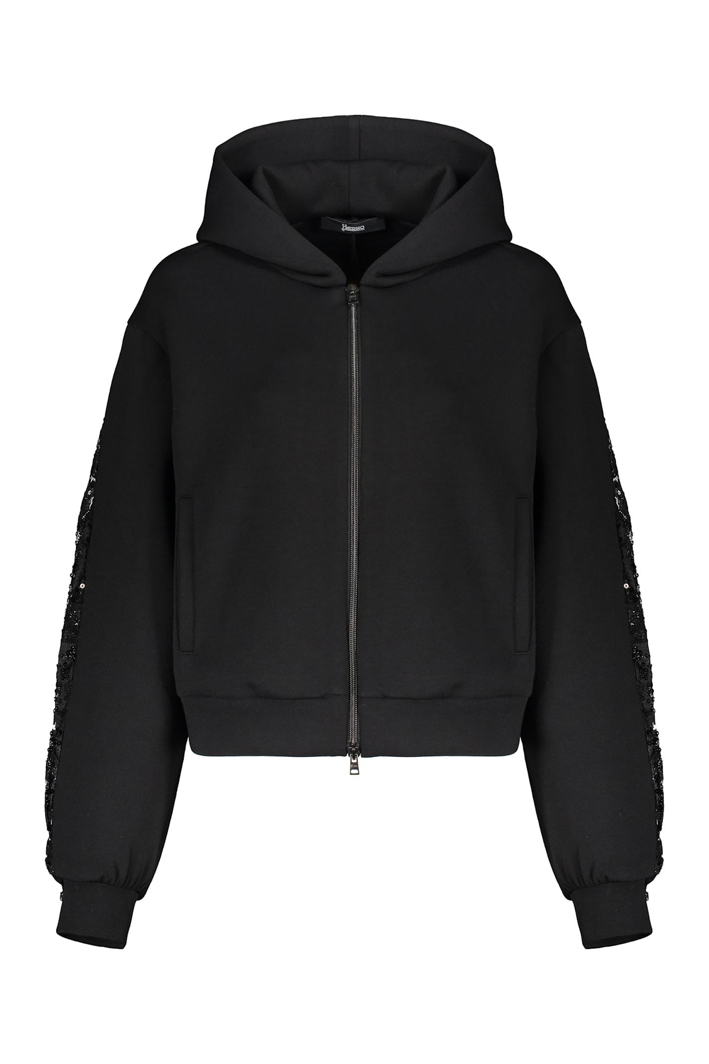 herno black hoodie with zipper