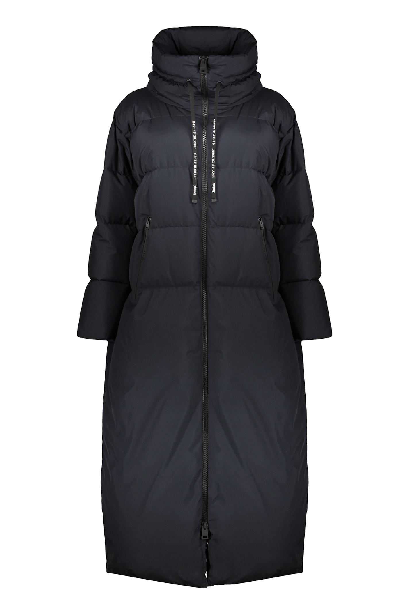 herno black long down jacket with hood