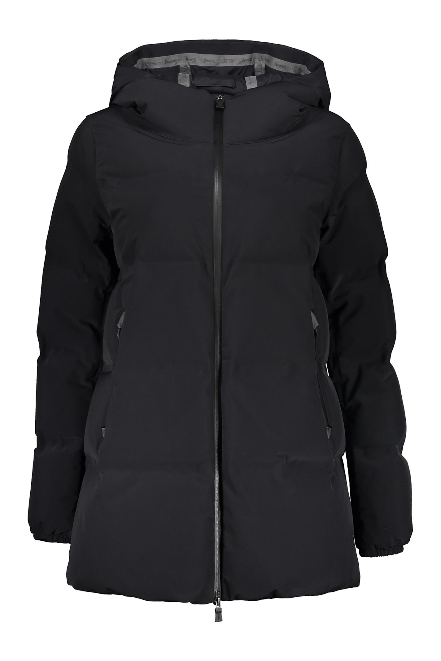 herno black padded jacket with hood