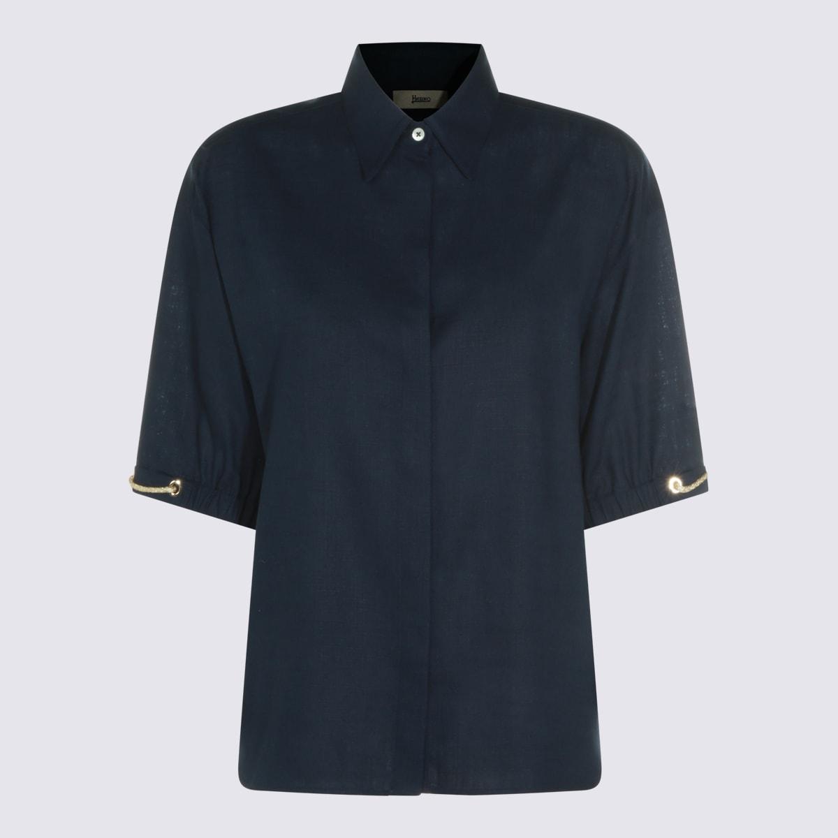 herno blue viscose shirt