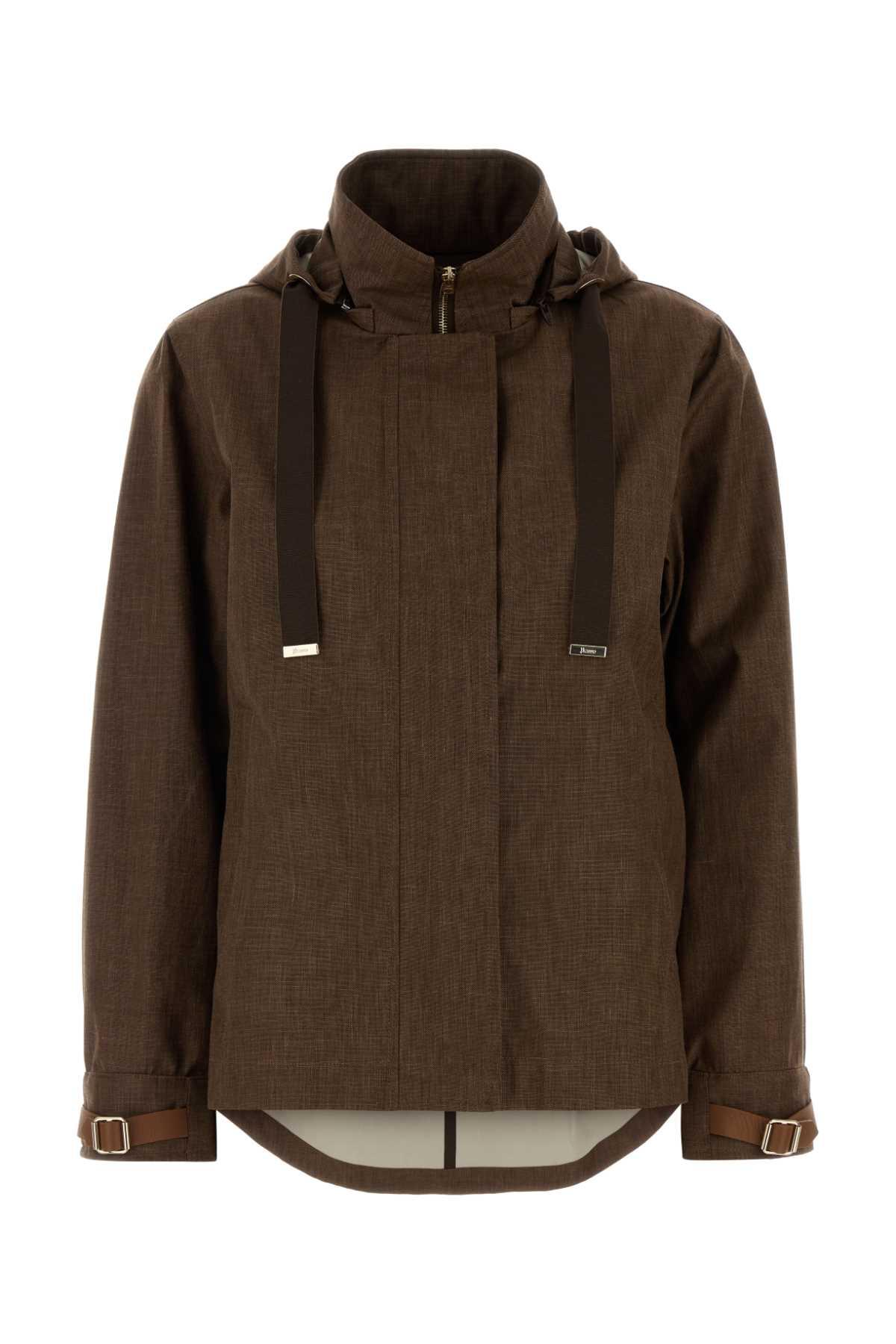 herno brown linen blend jacket