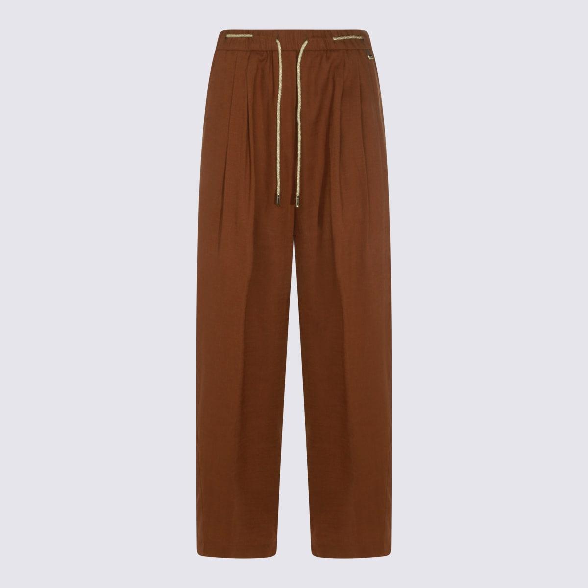 herno brown viscose pants