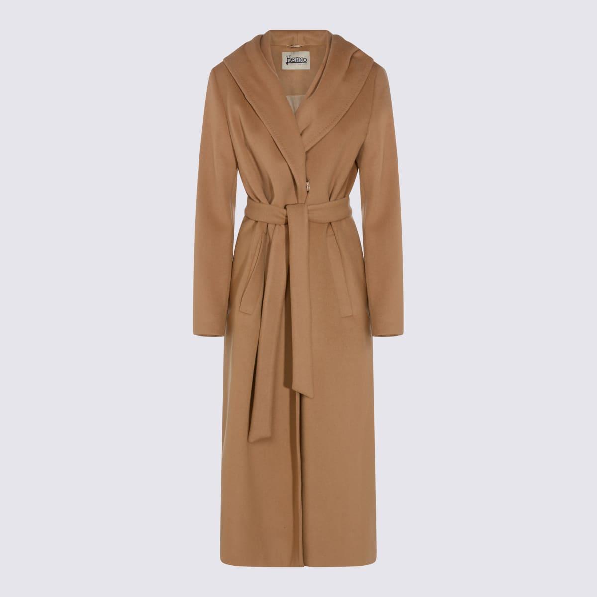 herno camel wool coat