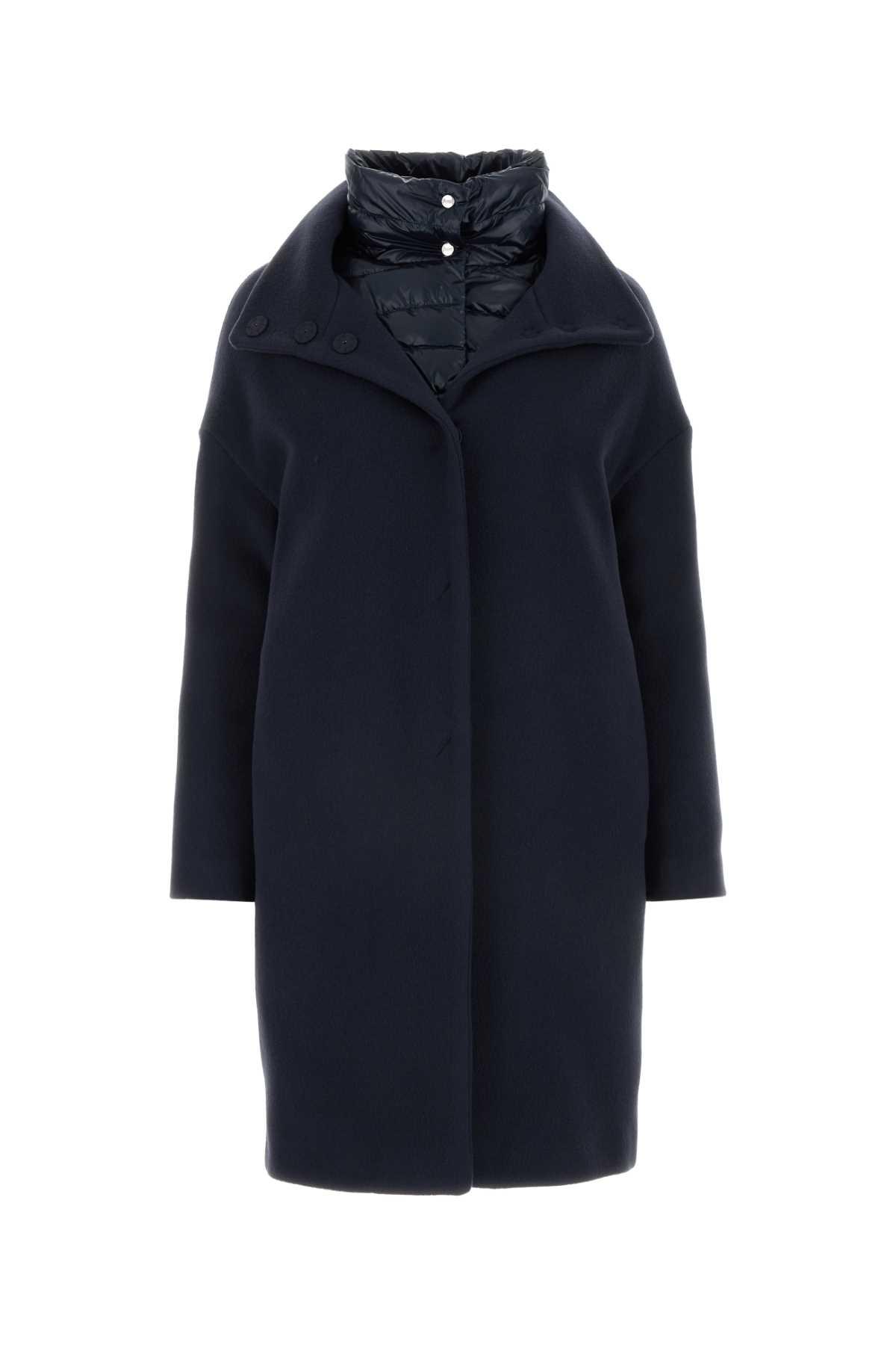 herno dark blue wool blend coat