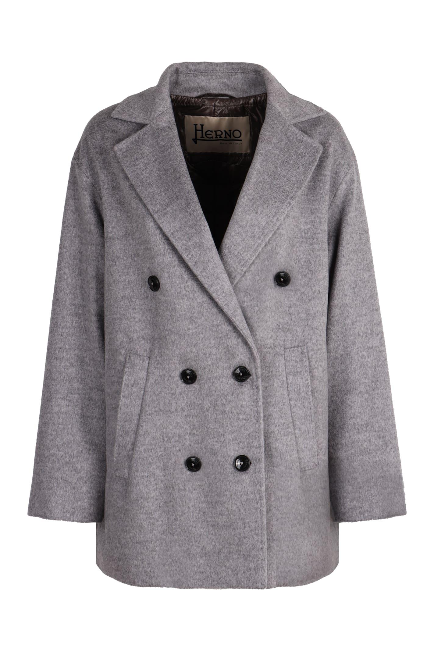 herno double-breasted wool coat