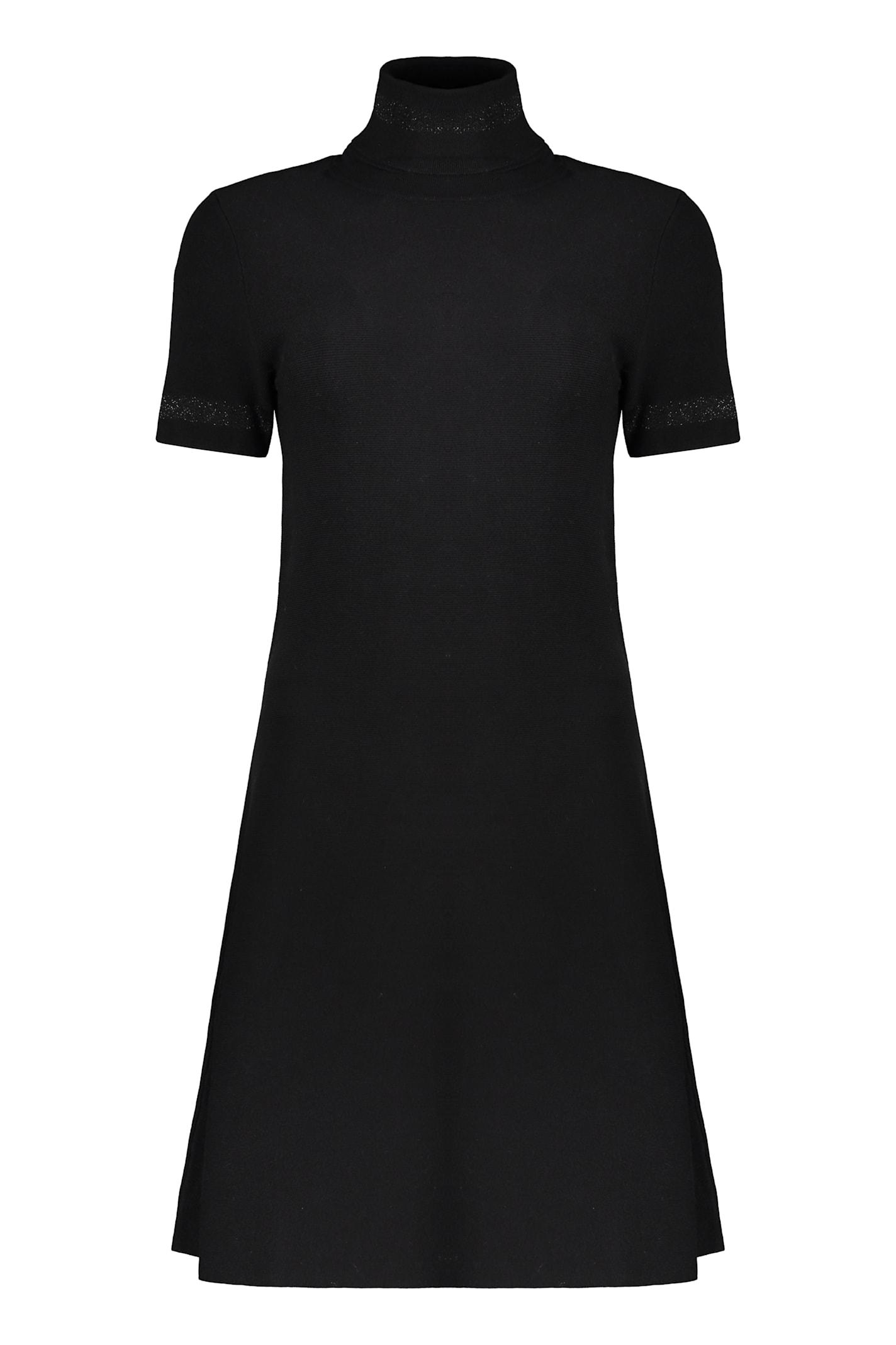herno elegant black dress with high collar