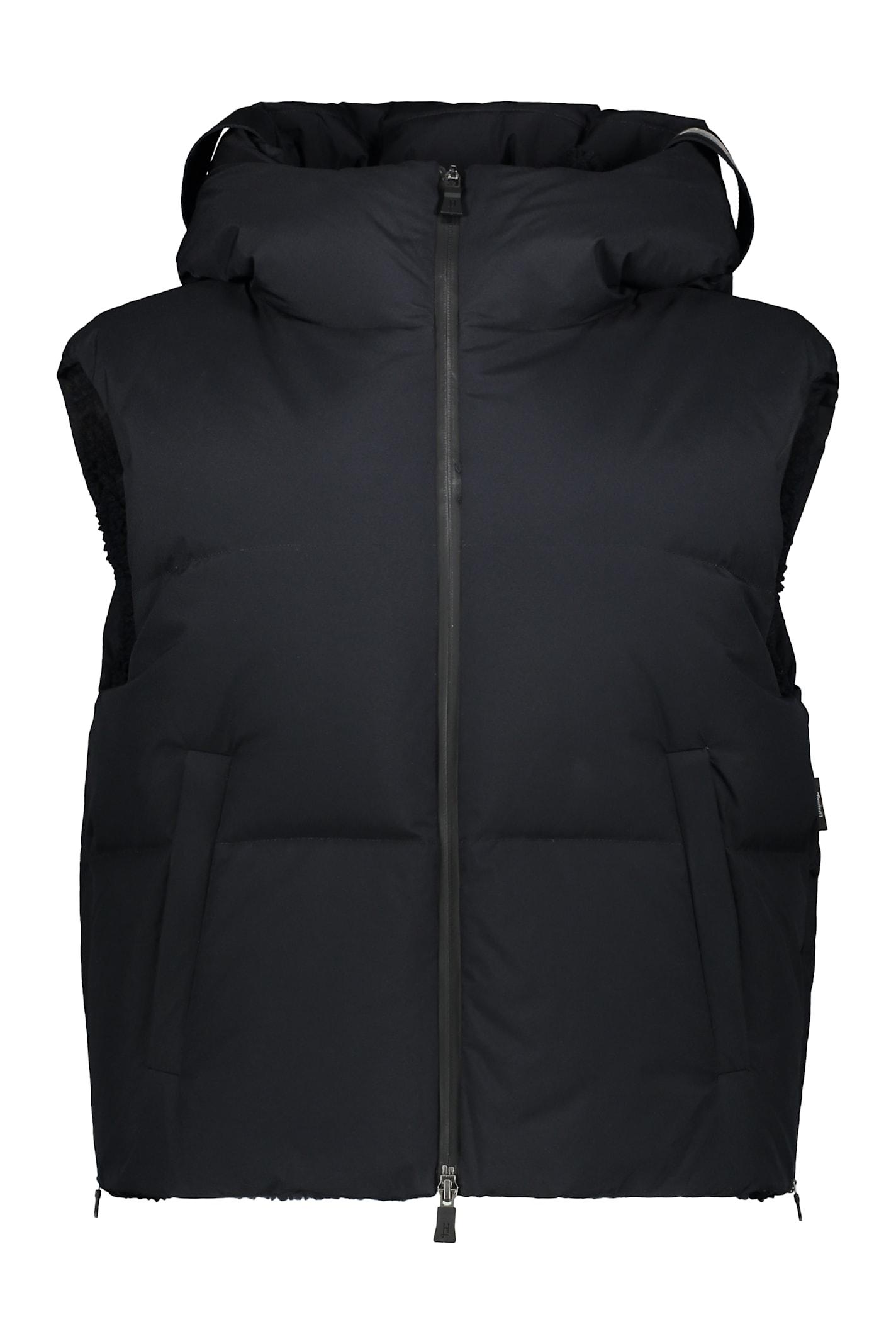 herno elegant black sleeveless hoodie