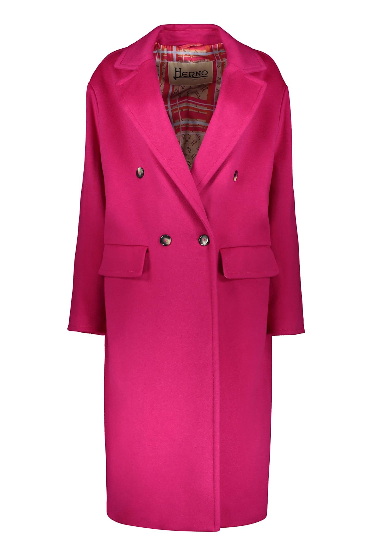 herno elegant fuchsia coat with a reversible collar