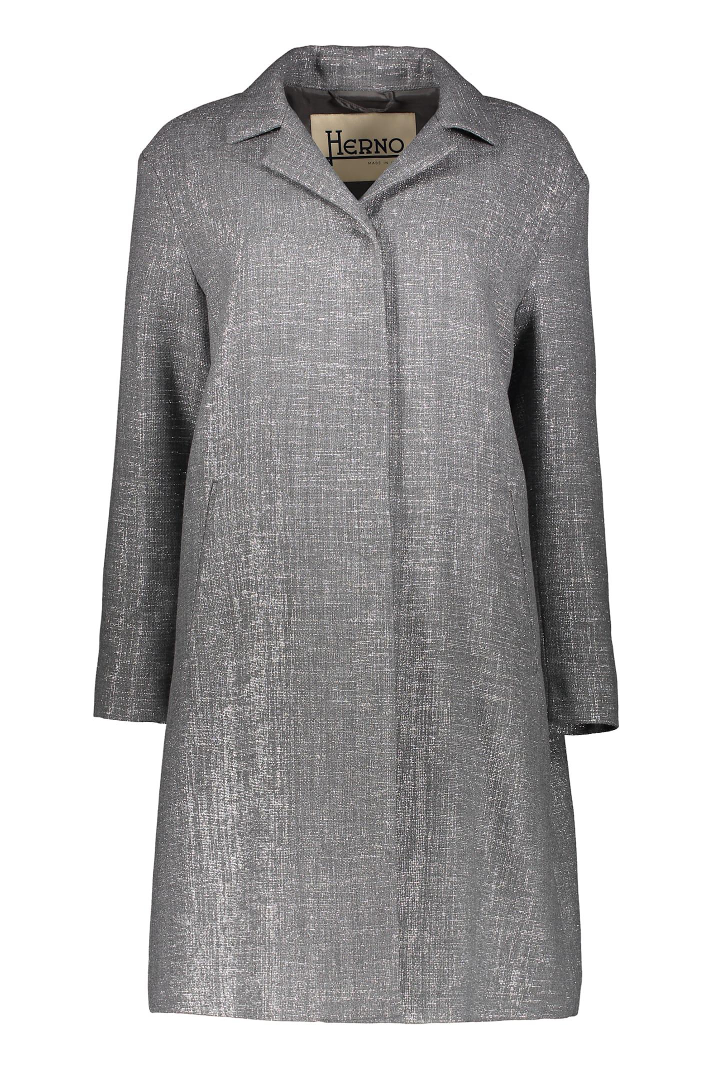 herno elegant gray coat with lurex yarn