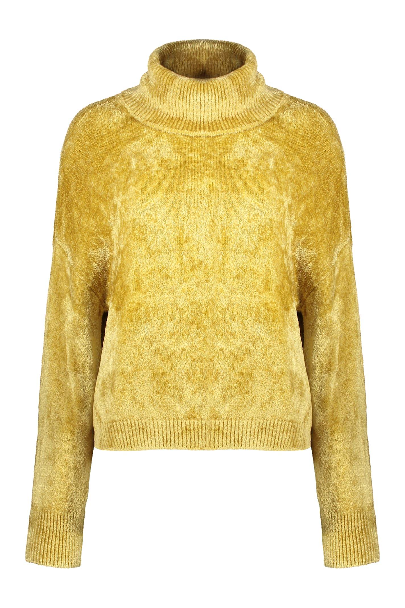 herno elegant yellow sweater with high collar