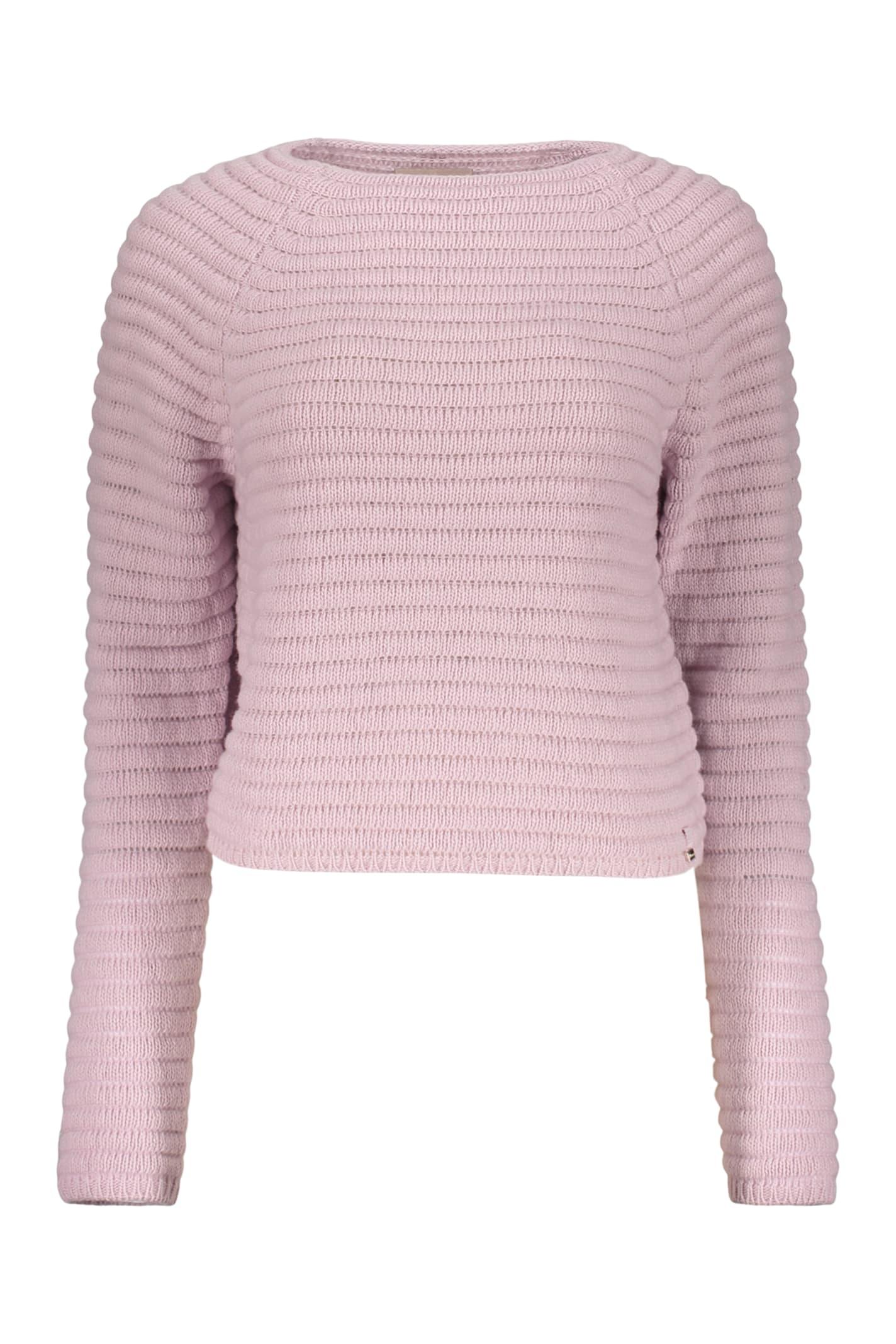 herno fashionable long-sleeve pink cropped sweater