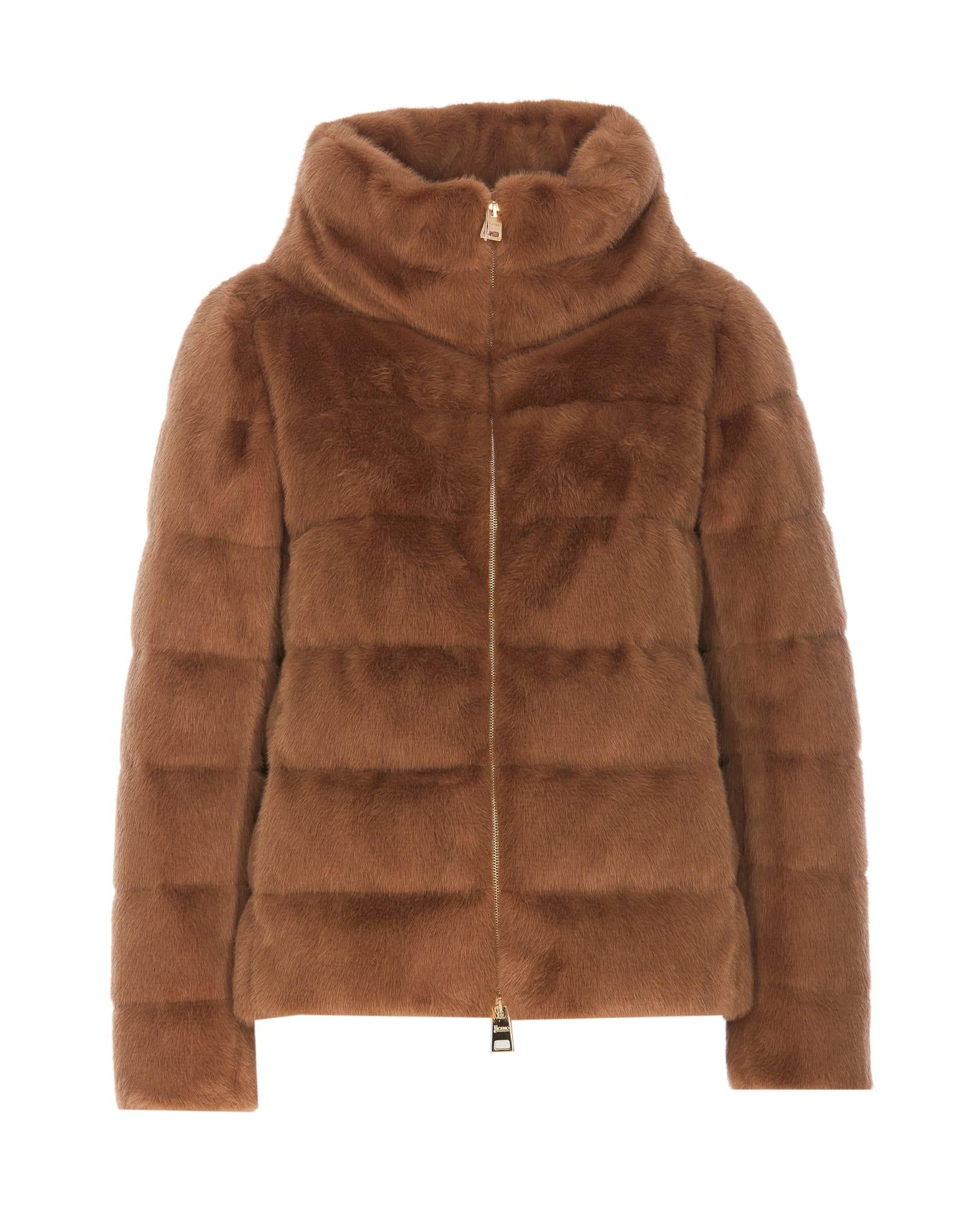 herno fur effect cape jacket