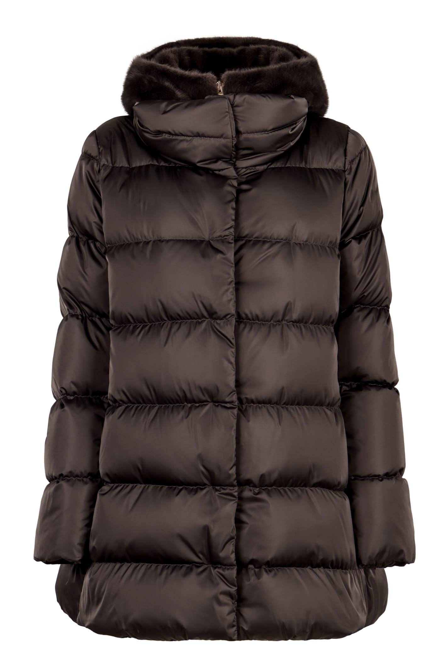 herno hooded techno fabric down jacket