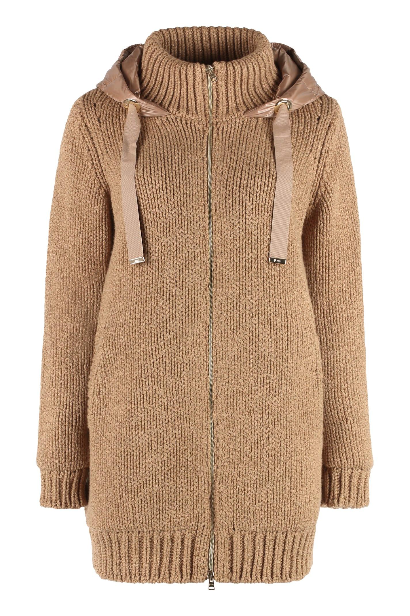 herno knitted jacket with padded panel