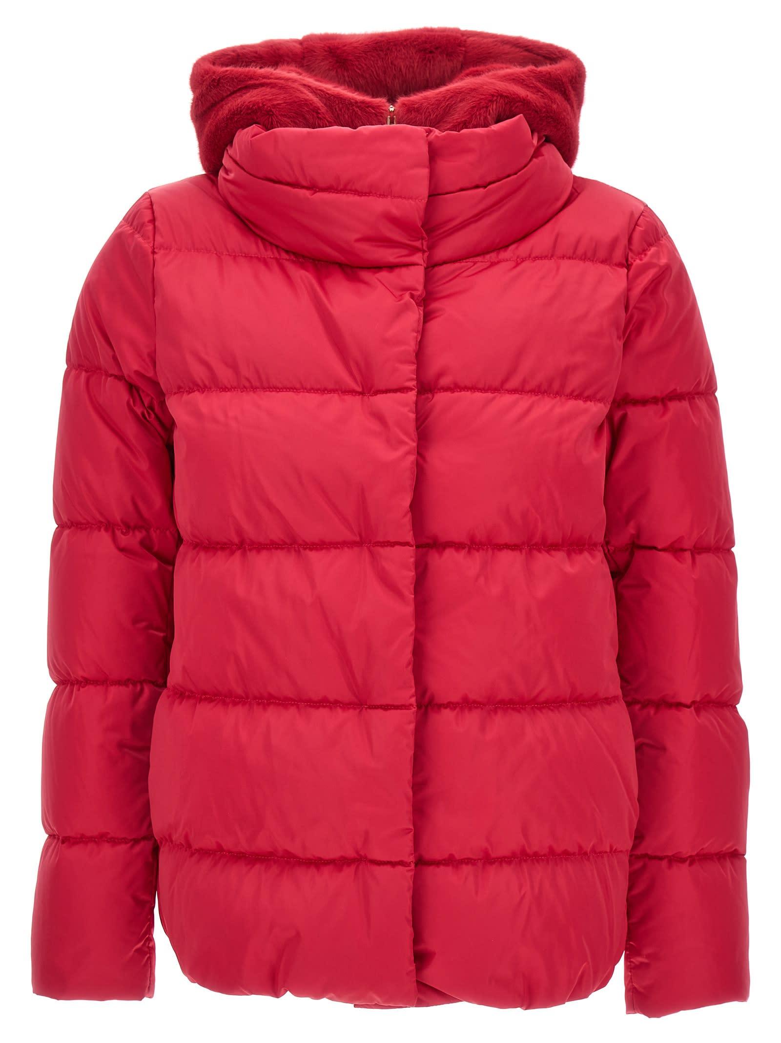 herno lady faux fur satin down jacket