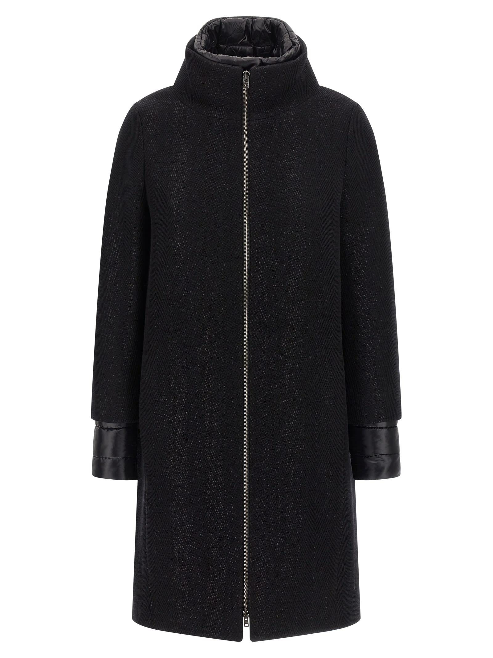 herno lamé thread and wool coat