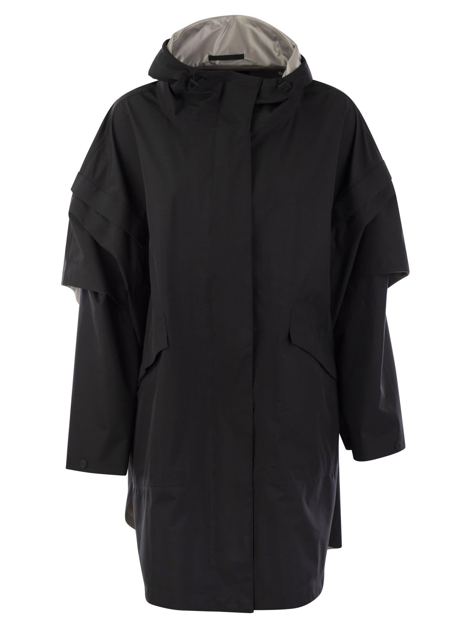 herno laminar mantle with detachable sleeves