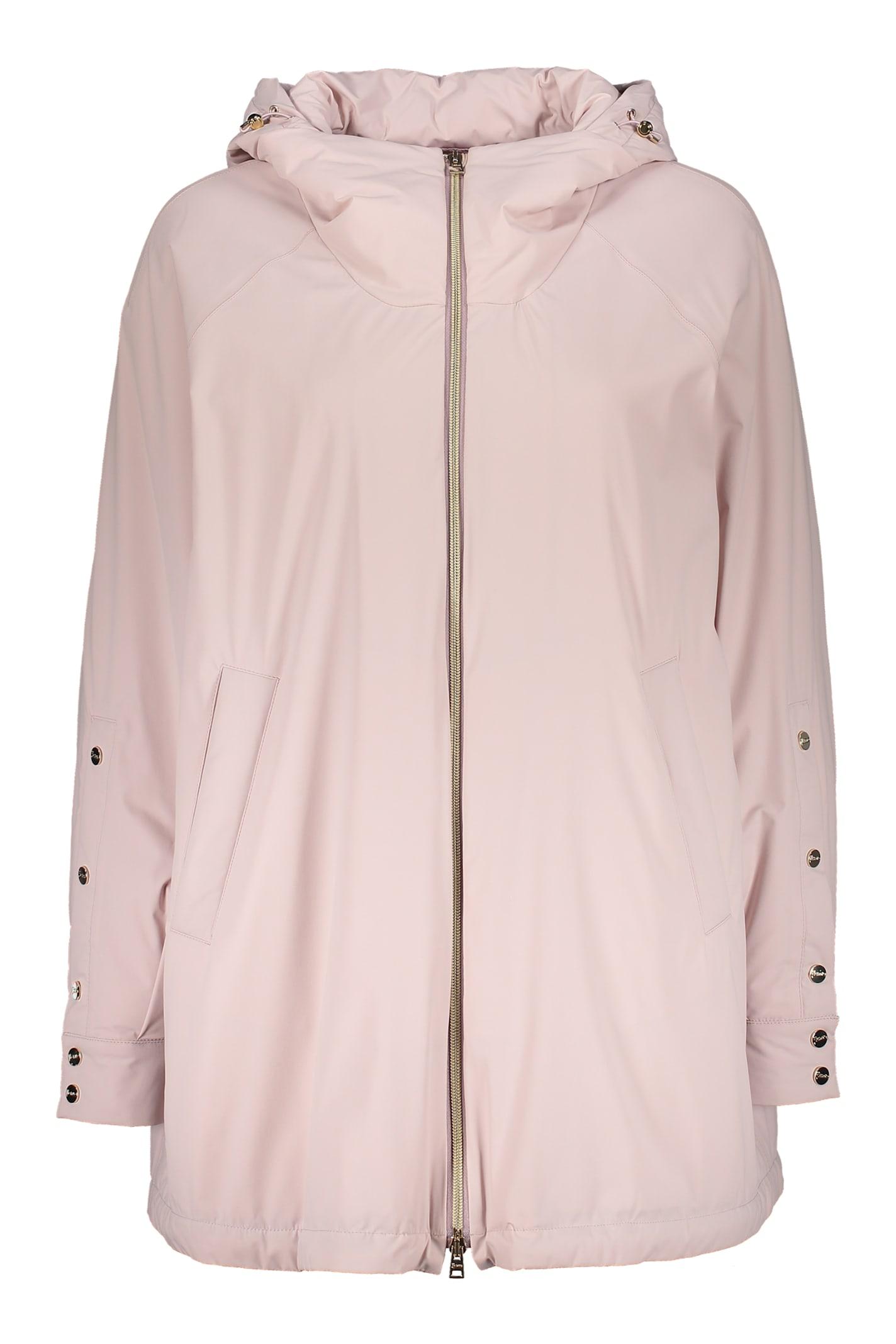 herno light pink lightweight jacket with hood and zip