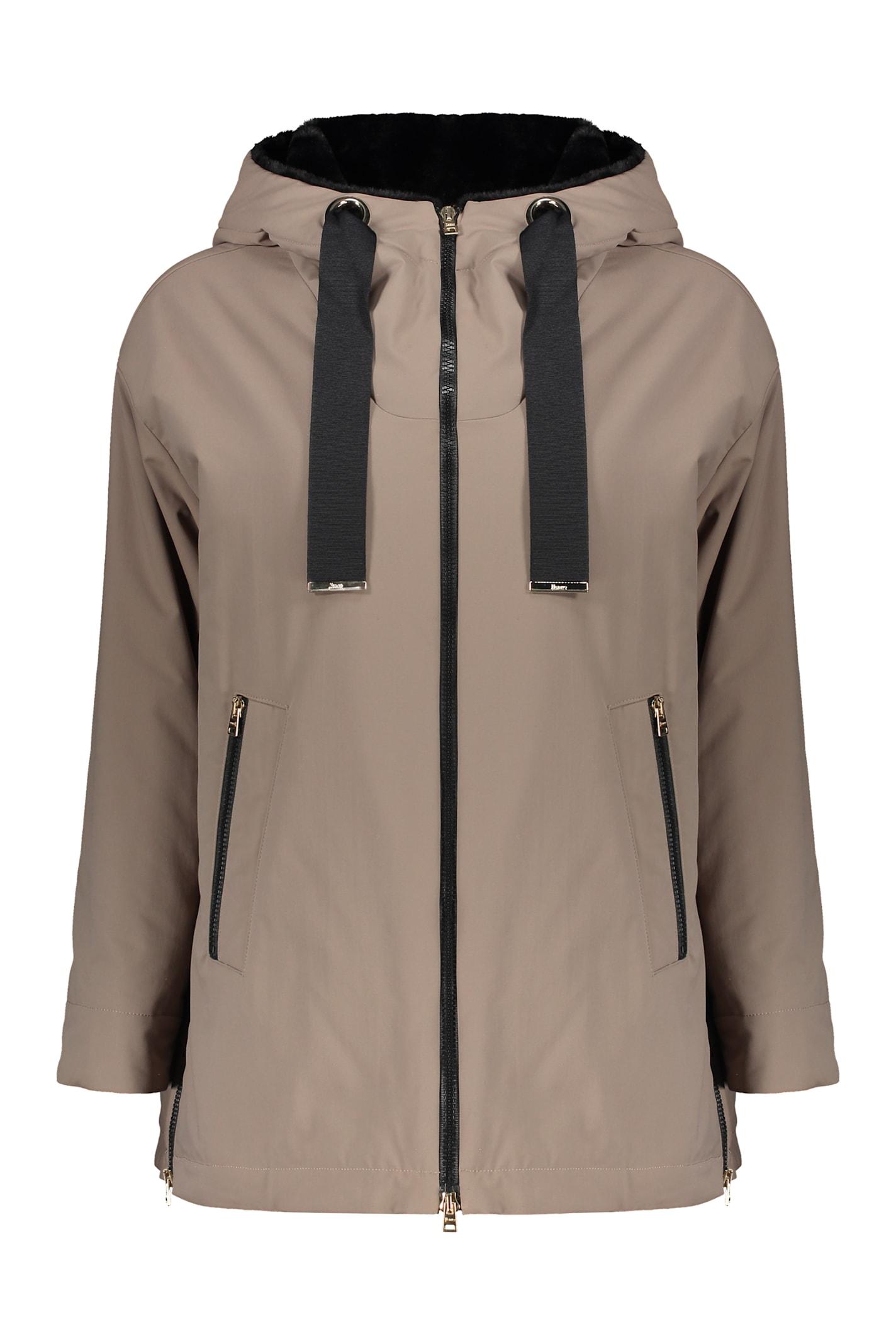 herno lightweight beige jacket with hood and zip