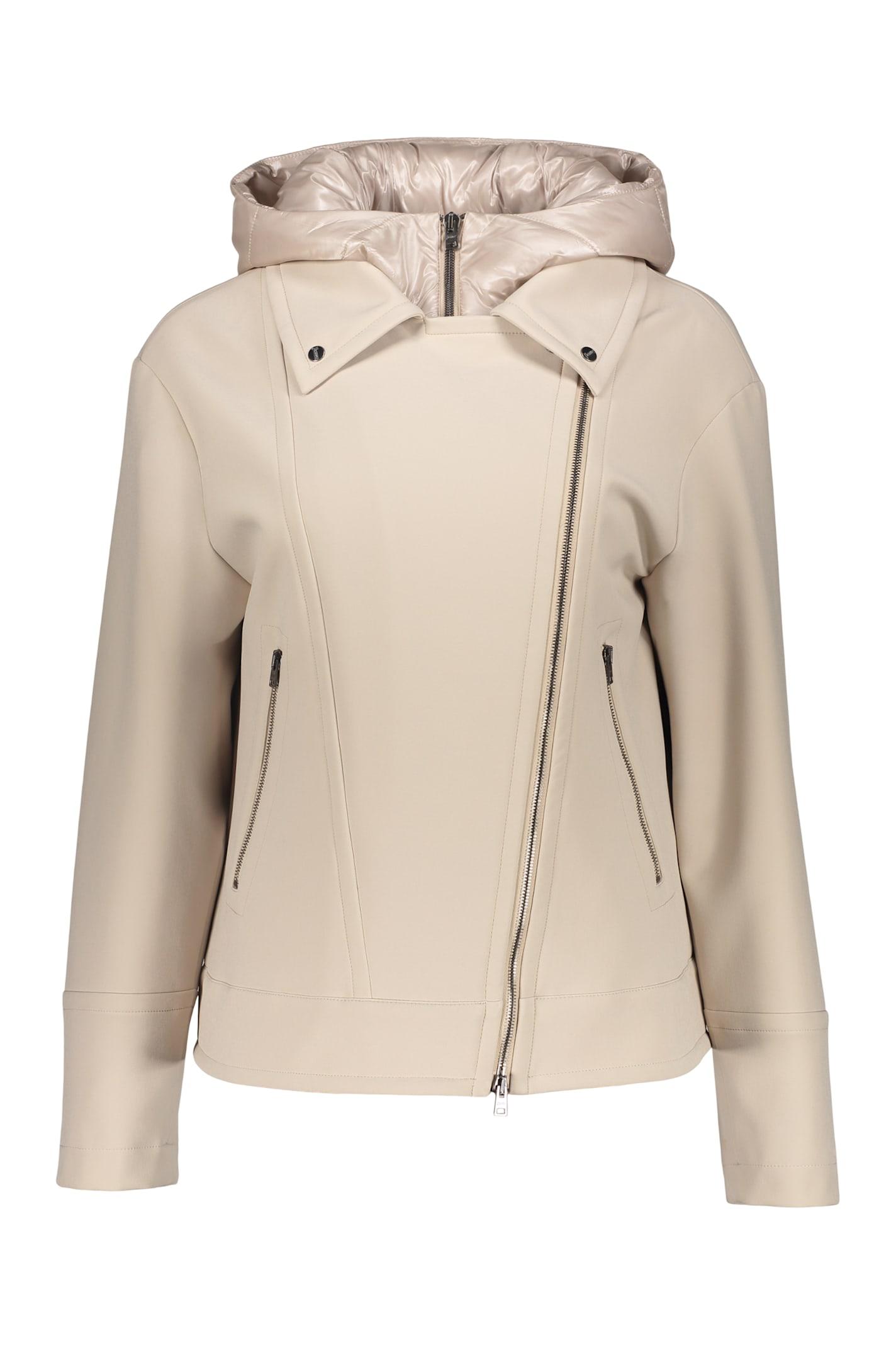 herno lightweight beige jacket with hood and zip