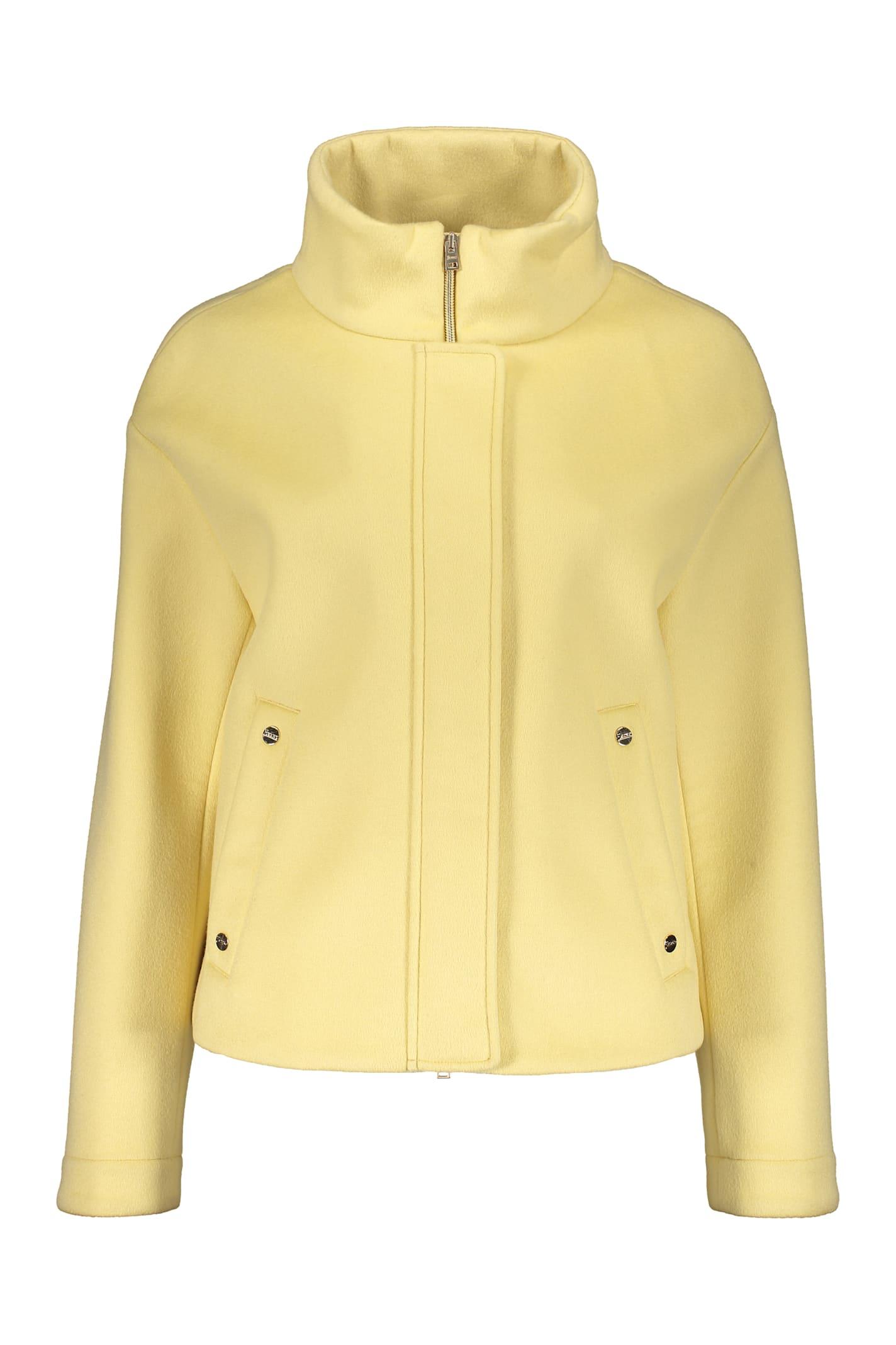 herno lightweight yellow jacket with zipper and collar