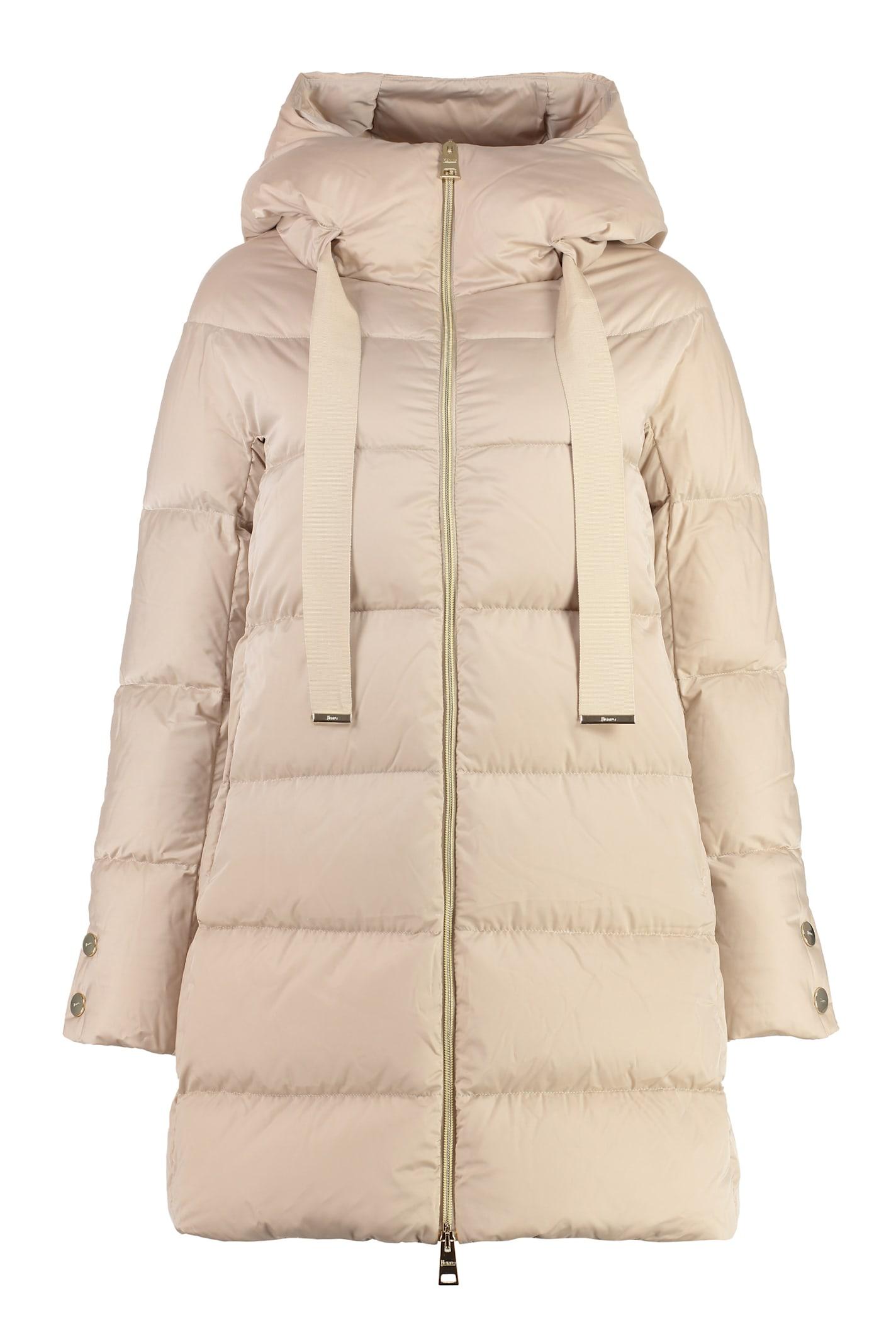 herno long hooded down jacket