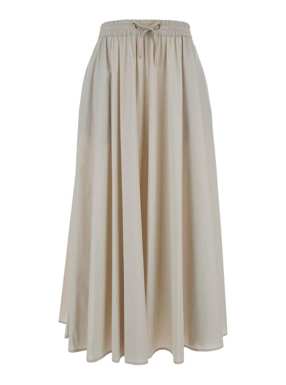 herno long skirt with drawstring in stretch polyamide beige women