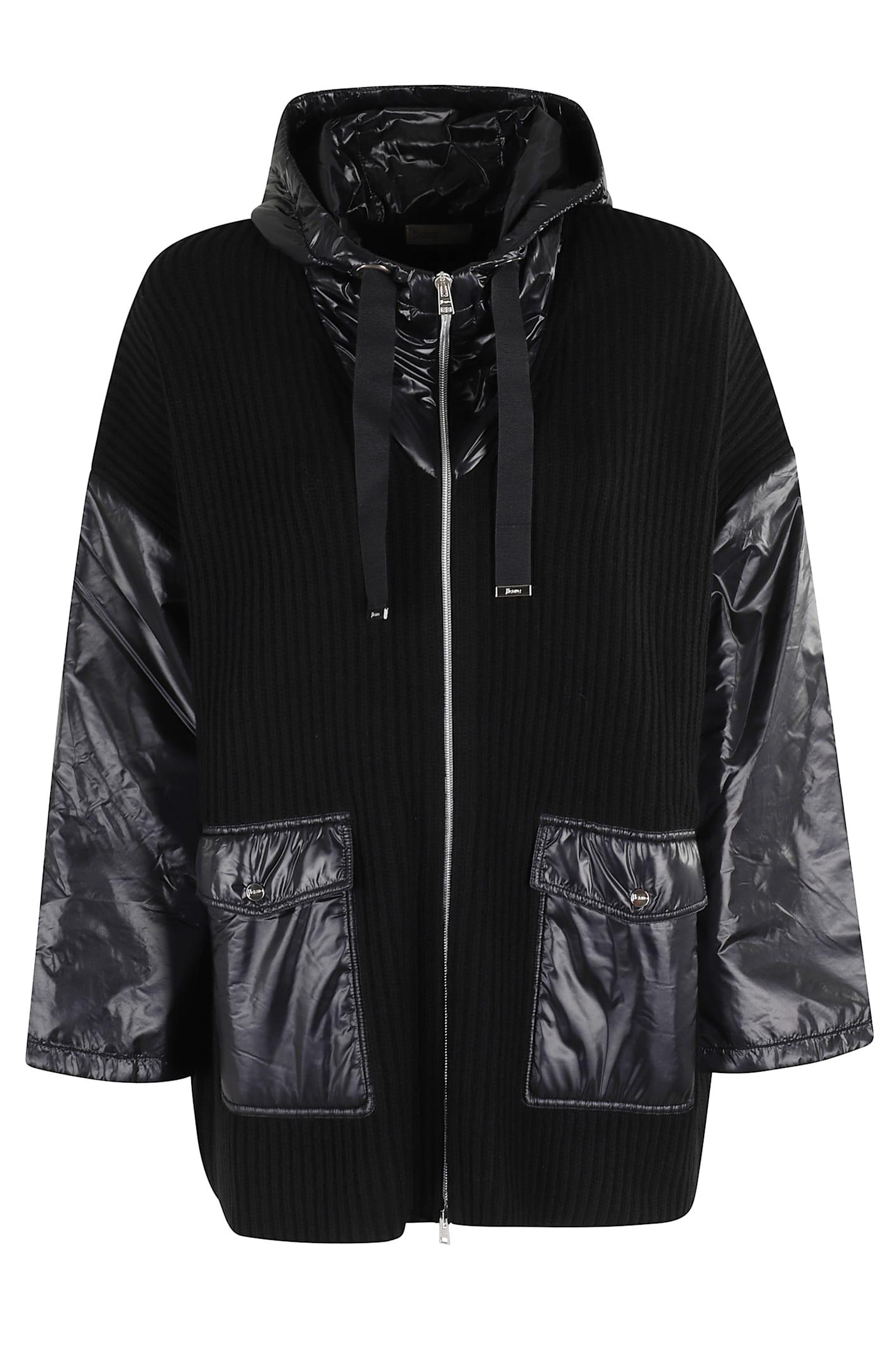 herno mantella in lana con cappuccio