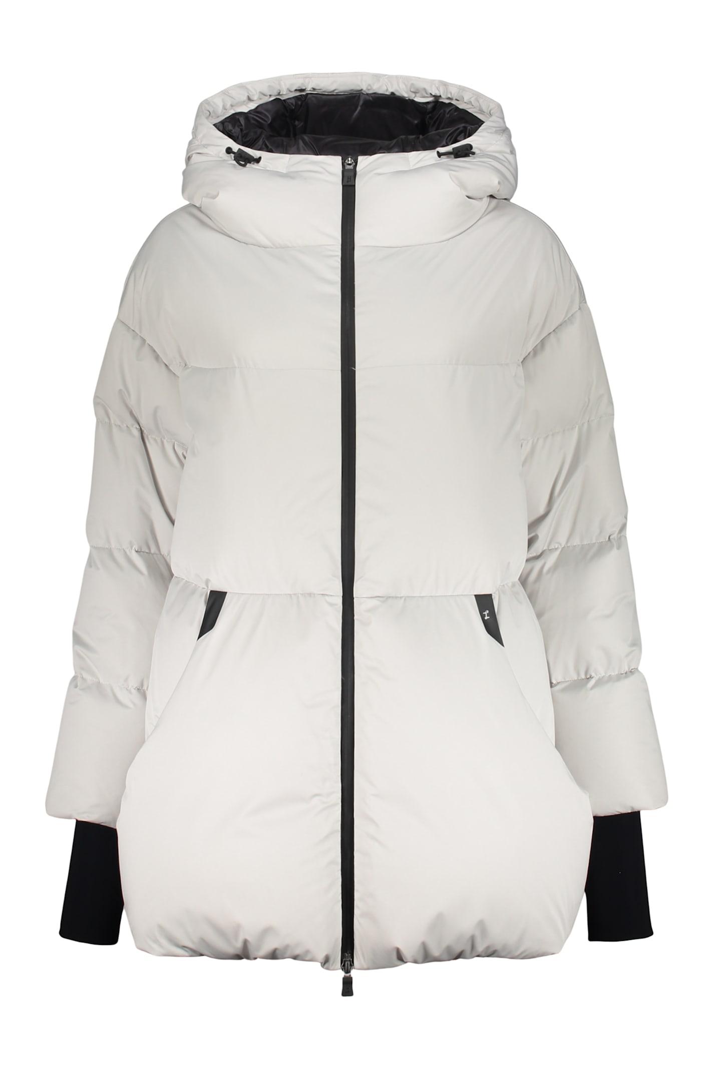 herno modern white puffer jacket with hood and zip