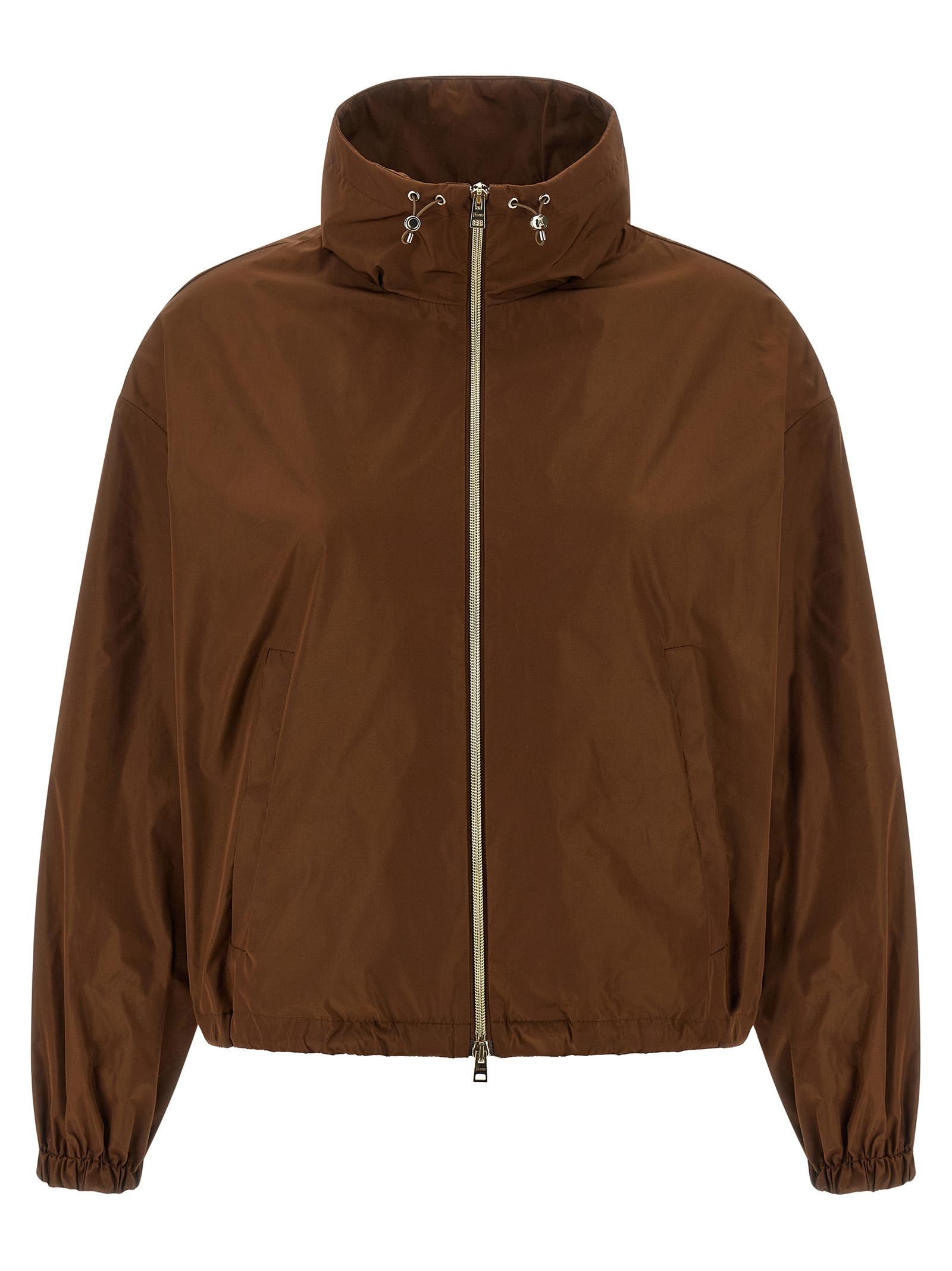 herno new techno taffetà jacket brown polyester down jacket, parka, casual - women