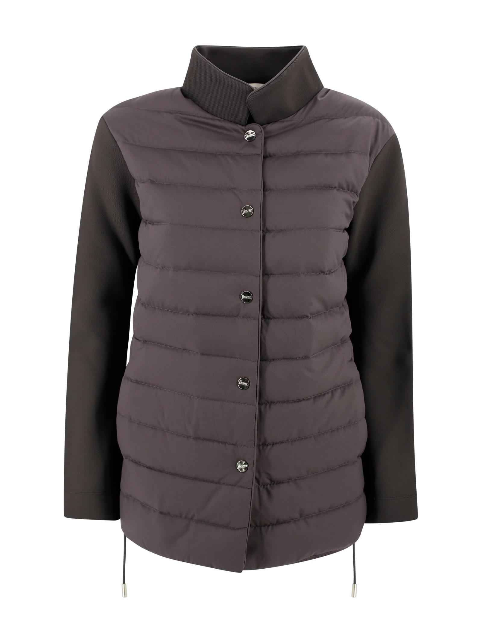 herno padded jacket with fabric sleeves