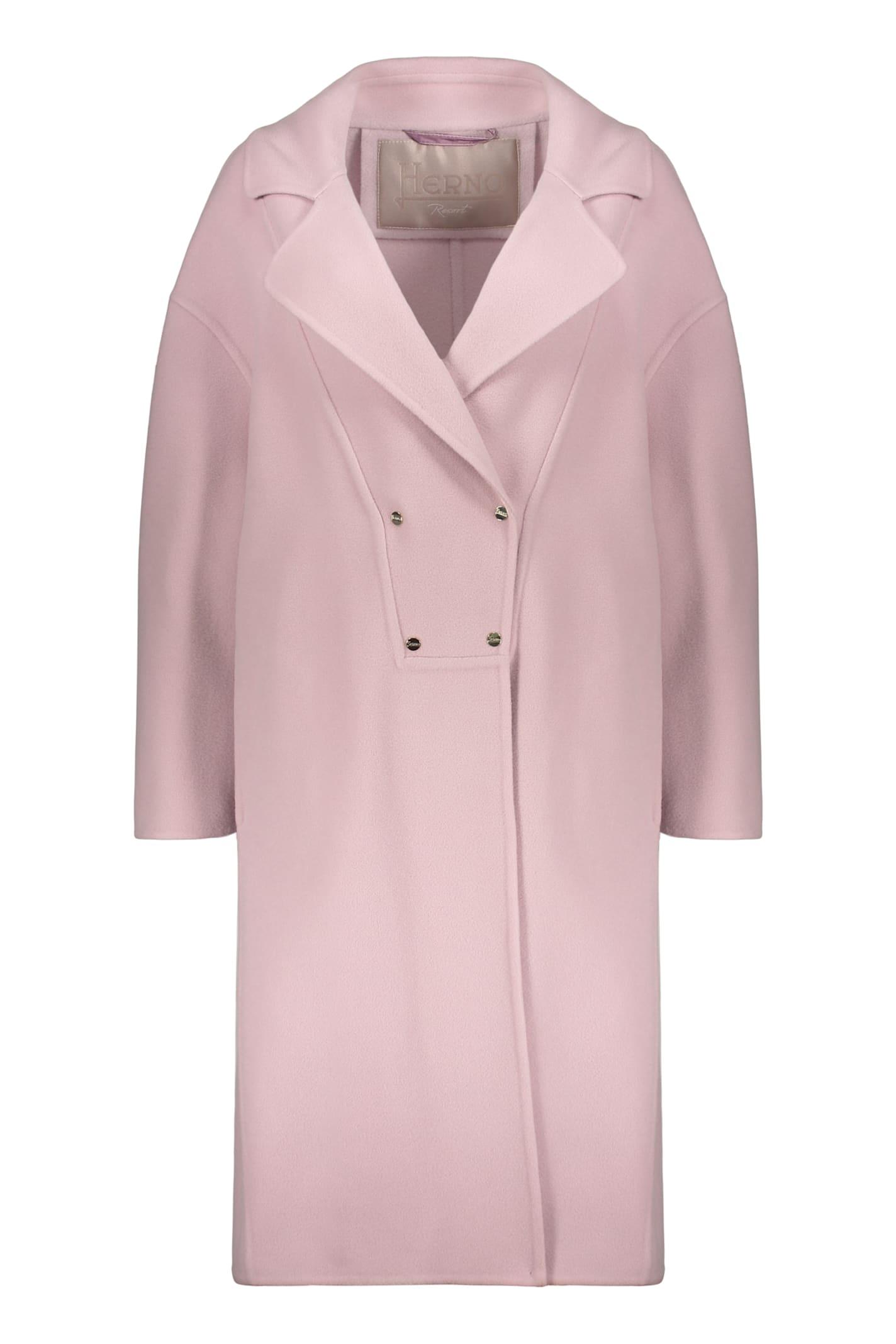 herno pale pink long coat elegant and versatile