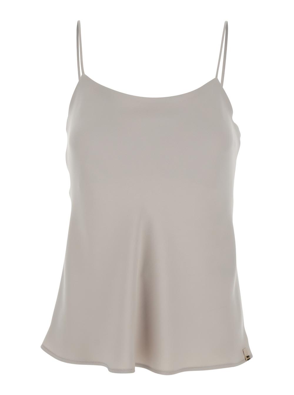 herno top with u-neck in white tech fabric for women