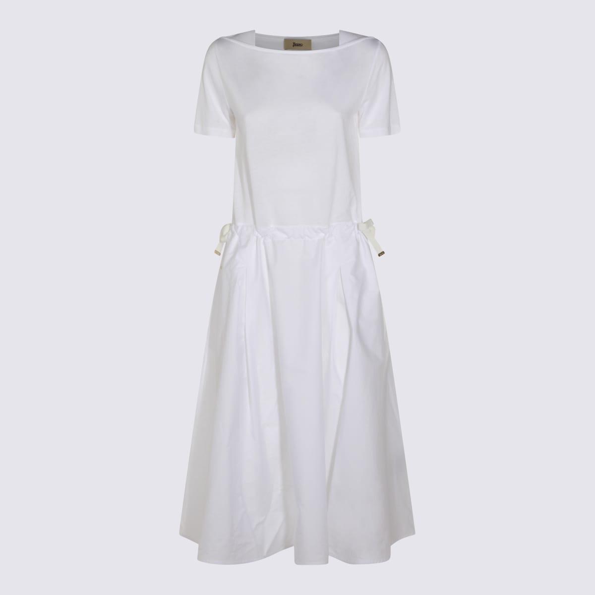 herno white cotton midi dress