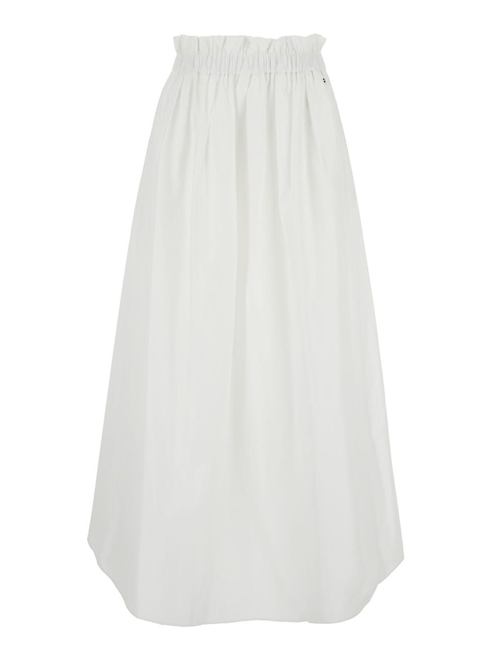 herno white tech fabric skirt with elastic waist and logo plate for women