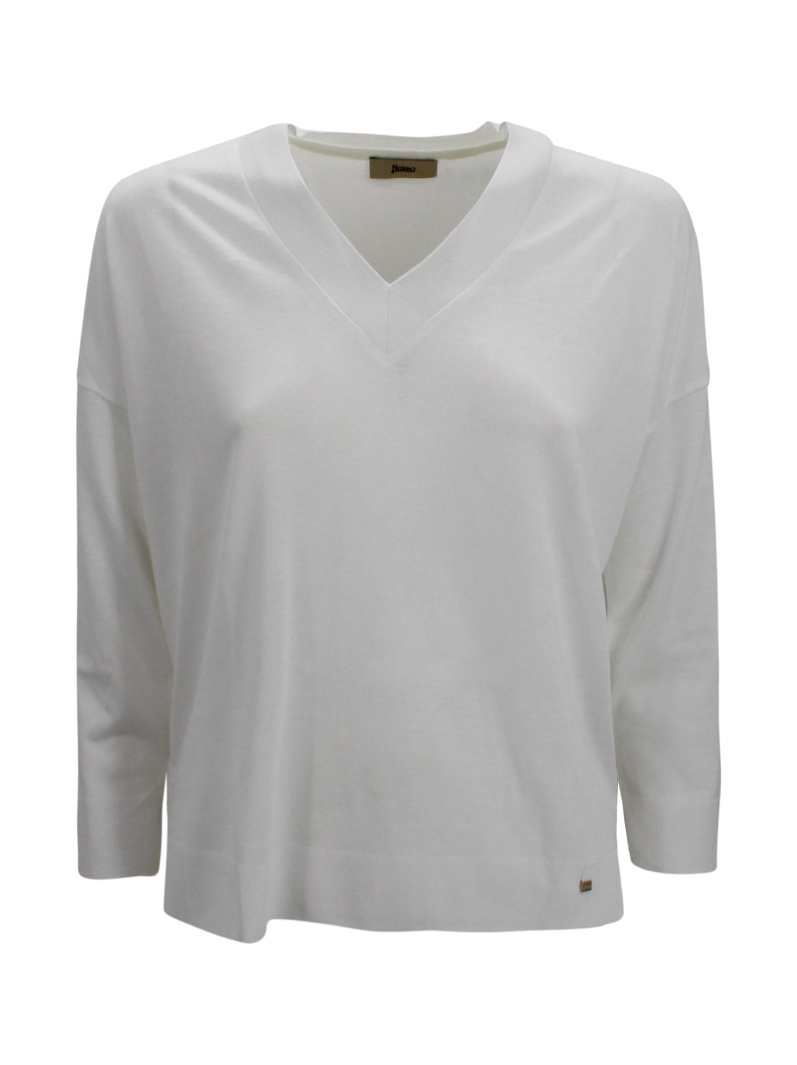herno white v-neck top