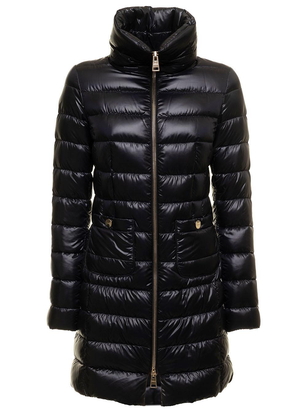 herno womans maria black quilted nylon long down jacket
