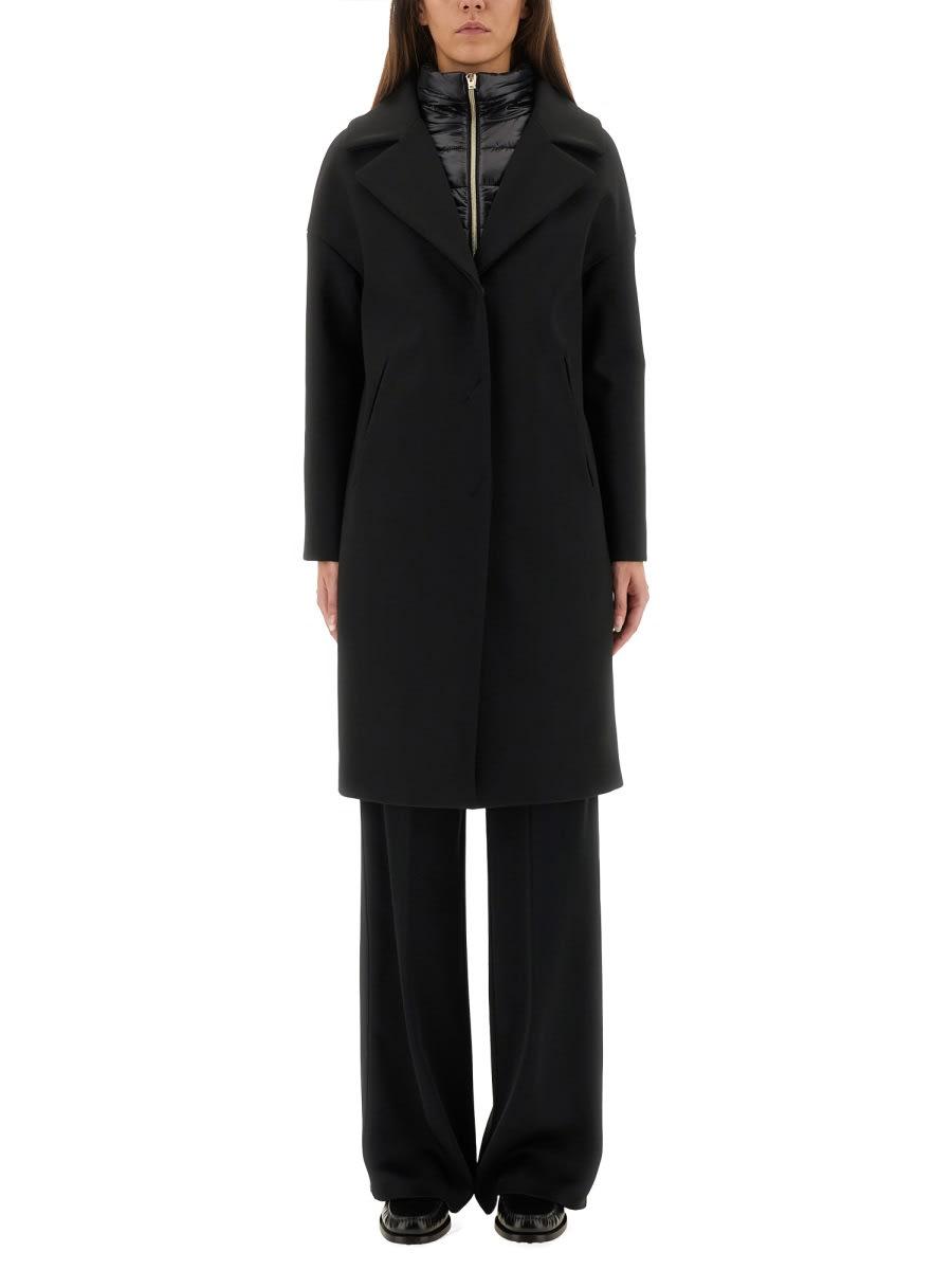 herno wool coat with technical bib