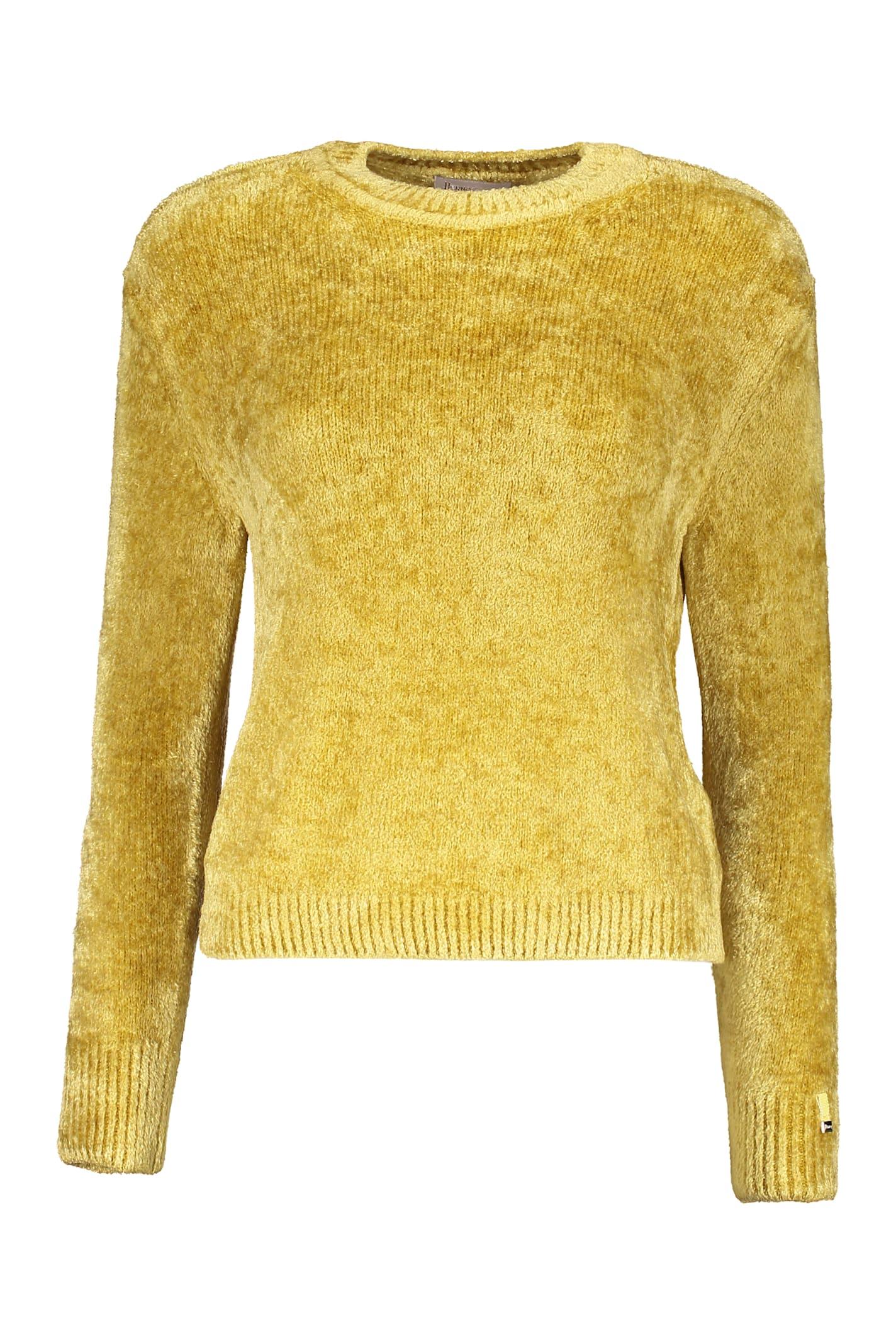 herno yellow crew-neck sweater with long sleeves, casual comfort