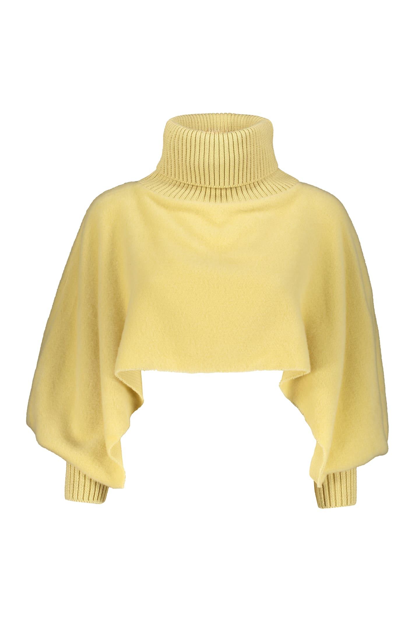 herno yellow cropped poncho with high collar