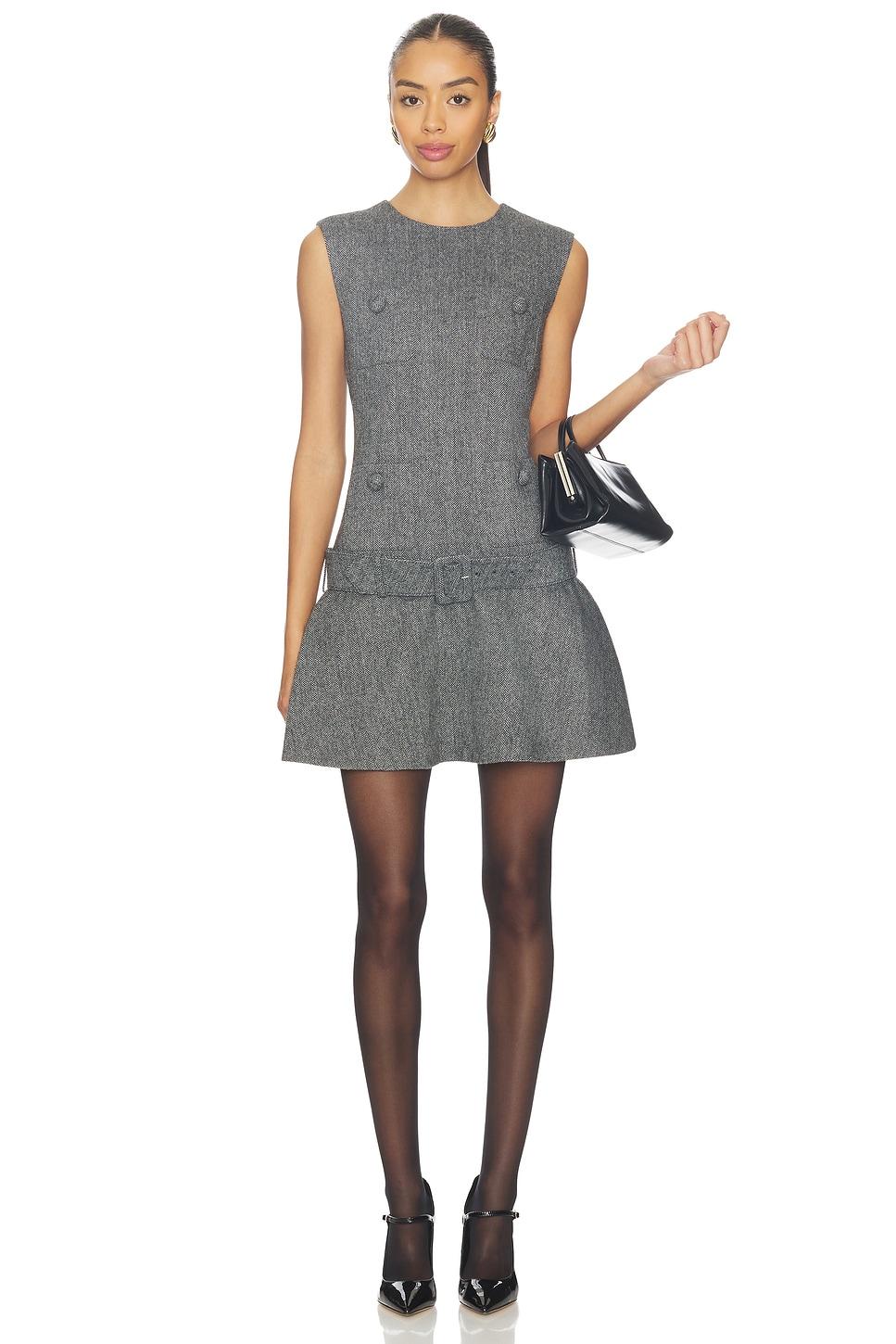 herringbone flared mini dress