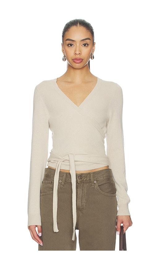 herskind ballerina knit wrap blouse in creme.