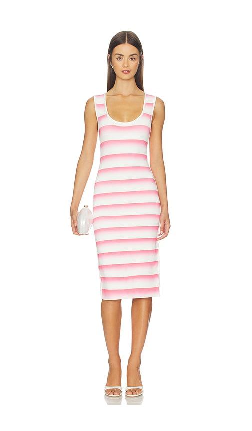 herve leger the clea midi dress in pink.