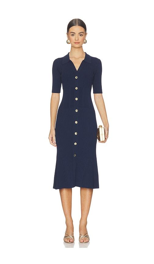 herve leger the indra midi dress in navy.
