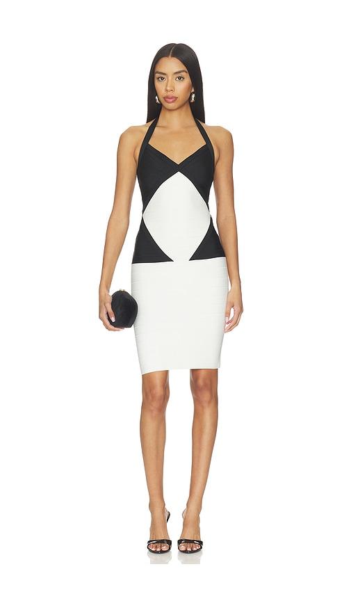 herve leger the opening night dress in white,black.
