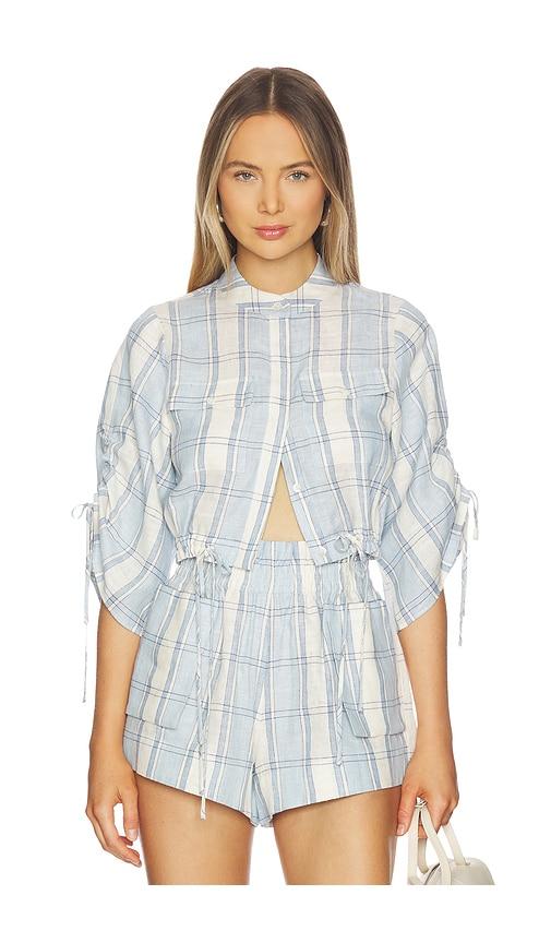 hevron eva top in blue,white.