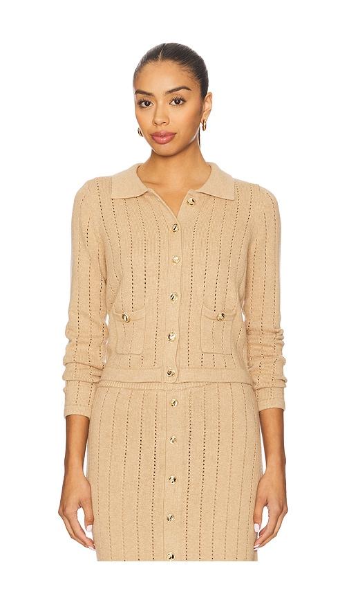 hevron nanette cardigan in tan.